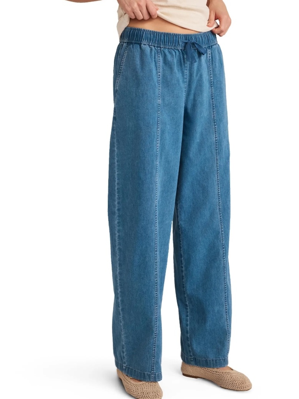 Haven Well Within 100% Organic Cotton Denim Barrel Leg Pants Jeans Medium NWT